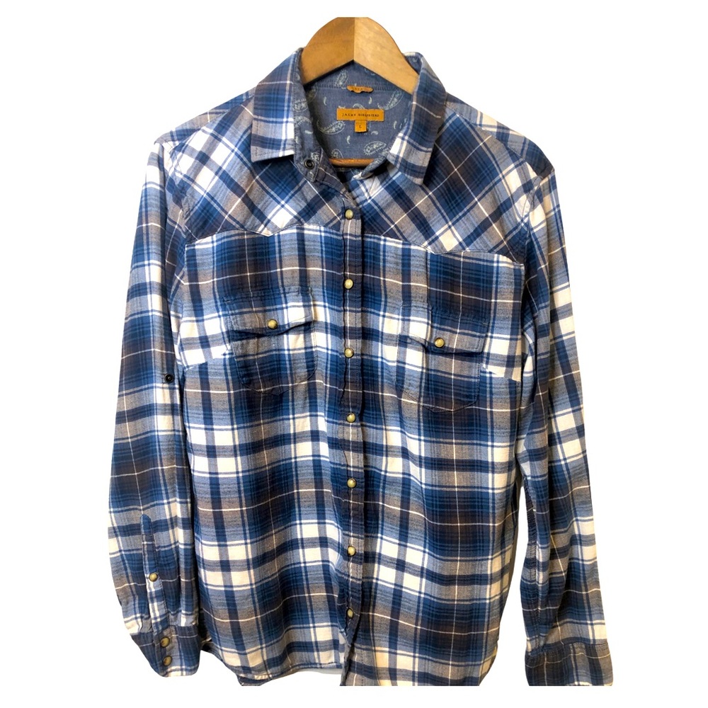 Jachs Girlfriend blue plaid button down flannel
